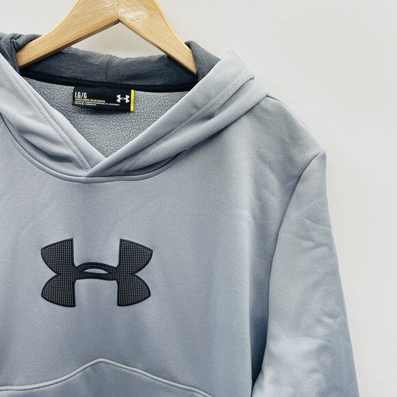 Under Armour Mens Size Large Cold Gear Loose Fit Logo Hoodie Sweatshirt in Gray - Picture 2 of 7